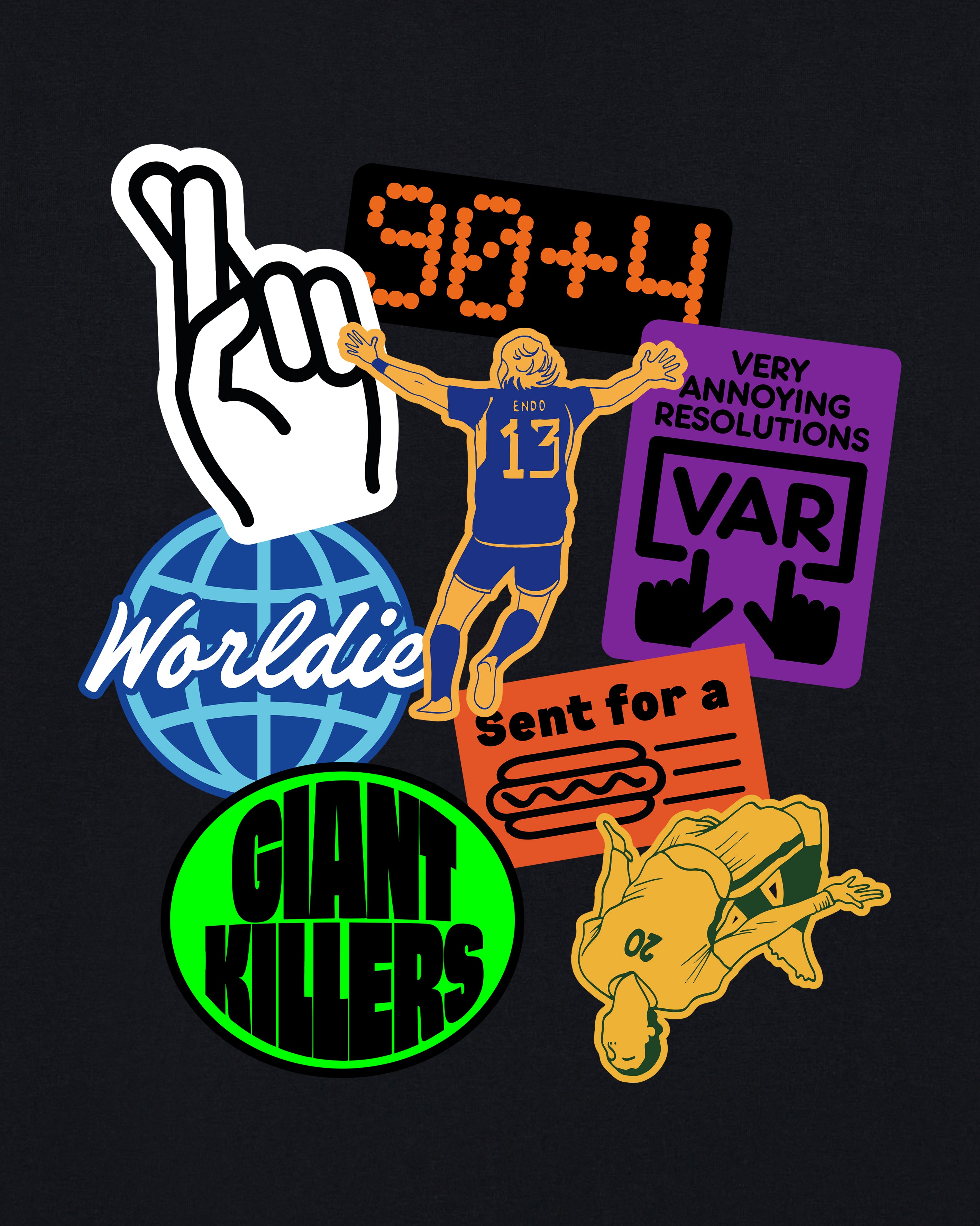 AOF Sticker Bomb Tee | Black Graphic T-shirt | Art of Football