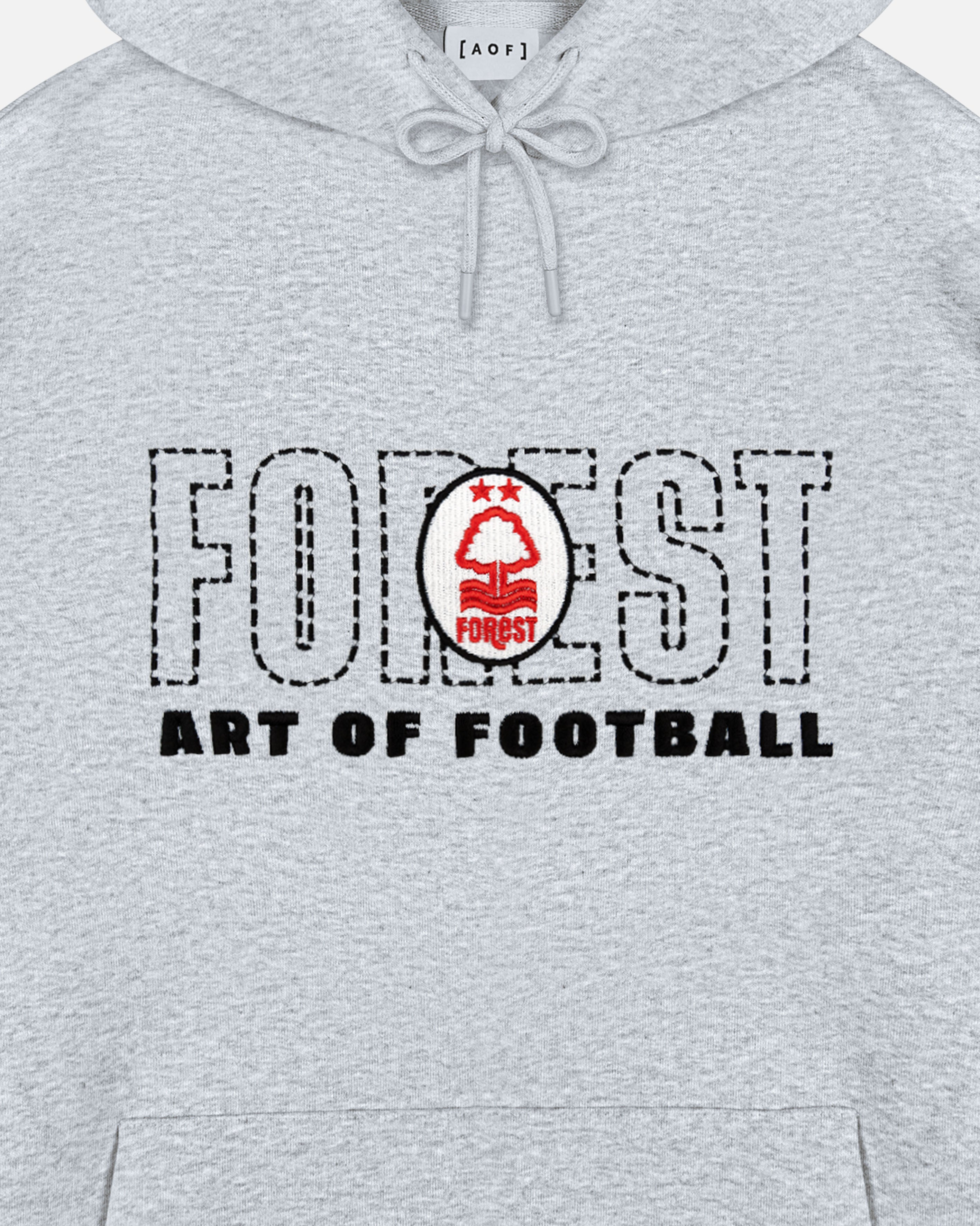 AOF x Forest 90s Hoodie | Grey Embroidered Top | Art of Football